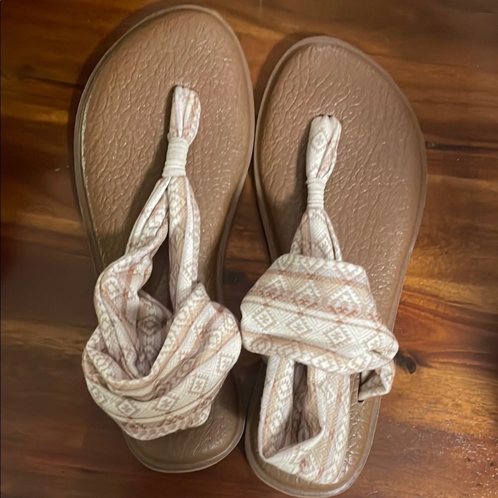 Sanuk Brown and Cream Women's Sandals